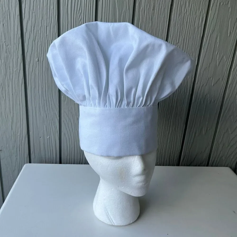 VTG 80s French Chef Hat Toque Originals by Gwen White Cotton Kitchen Costume